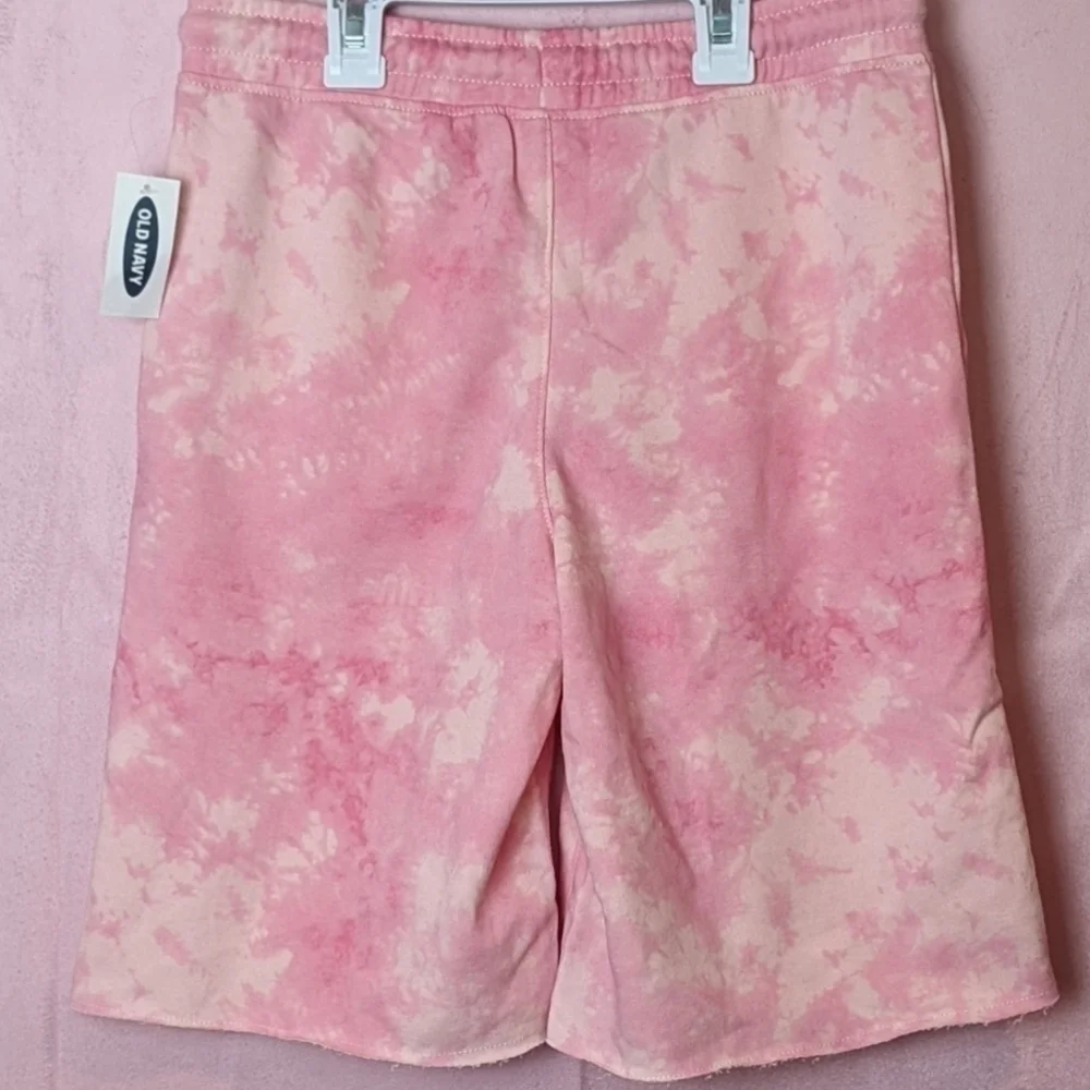 Old Navy Pink Tie Dye Raw Hem Drawstring Waist Shorts size Medium 8
